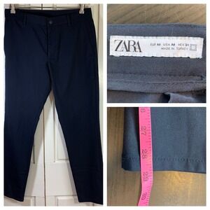 ZARA Mens Black Flat Front Chino Pants Size Medium Server Concert‎ Work Uniform